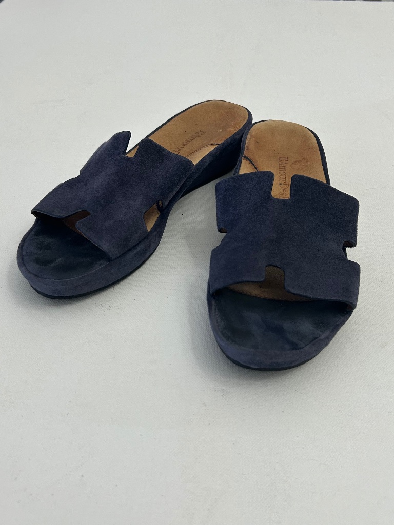 L'amour Des Pieds Catiana Platform Slides In Navy Suede Size 8m